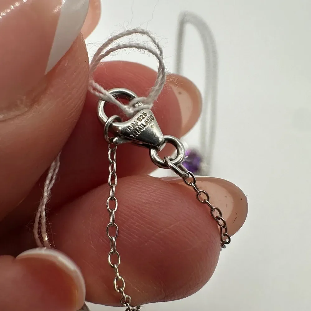 Stunning checkboard faceted cushion cut‎ amethyst necklace in sterling silver!